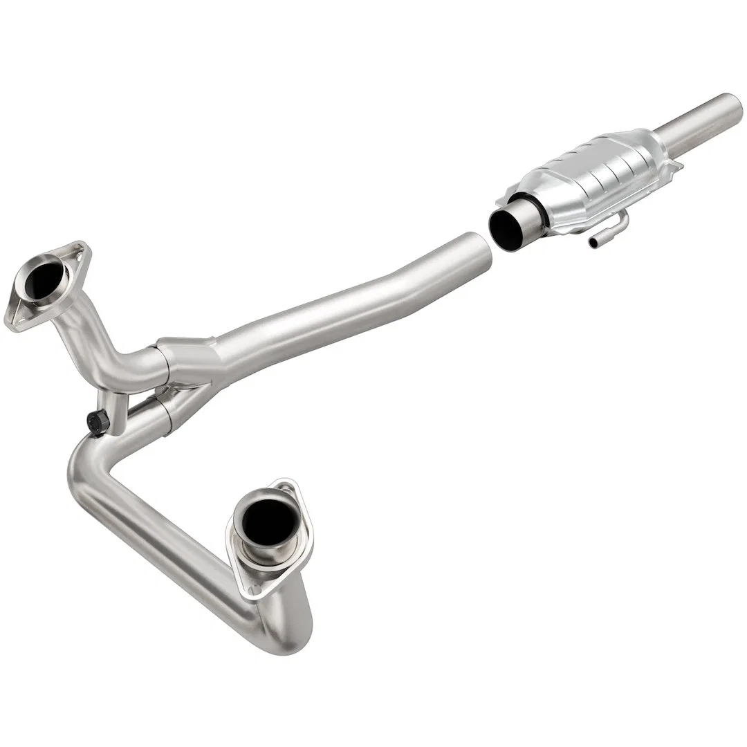 93307 – MAGNAFLOW Catalytic Converter, Stainless Steel Dual Bolt-On Inlet Single Clamp-On Outlet 52 Inch Overall Leng...